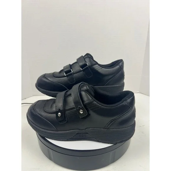 P W Minor Women's Black Leather Double Strap Arch Support Comfort Shoes Size 10